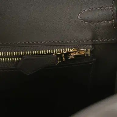 HERMÈS Hermes Birkin 25 Ecru and Beige Toile H Canvas and Bai Brun Swift Gold Hardware | Thumbnail 8