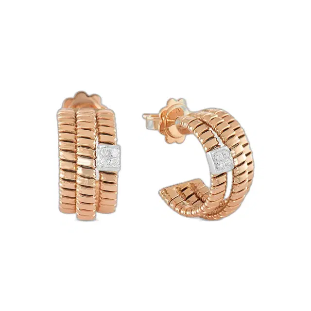 K Di Kuore K Di Kuore 18K Rose Gold and Diamond Hoop Earrings by The Solist