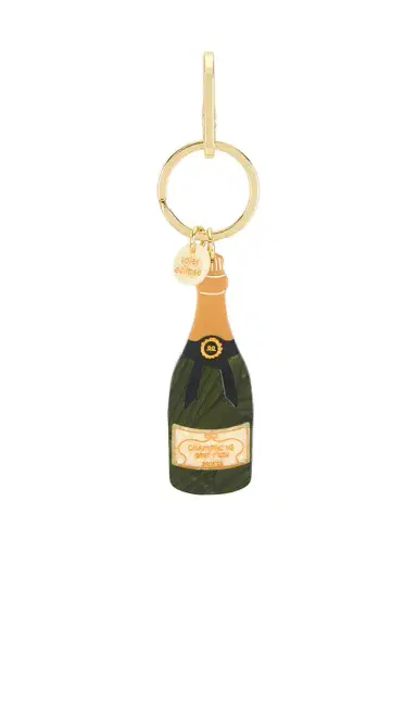 Solar Eclipse Hand-Painted Champagne Bag Charm + Keychain | Thumbnail 1
