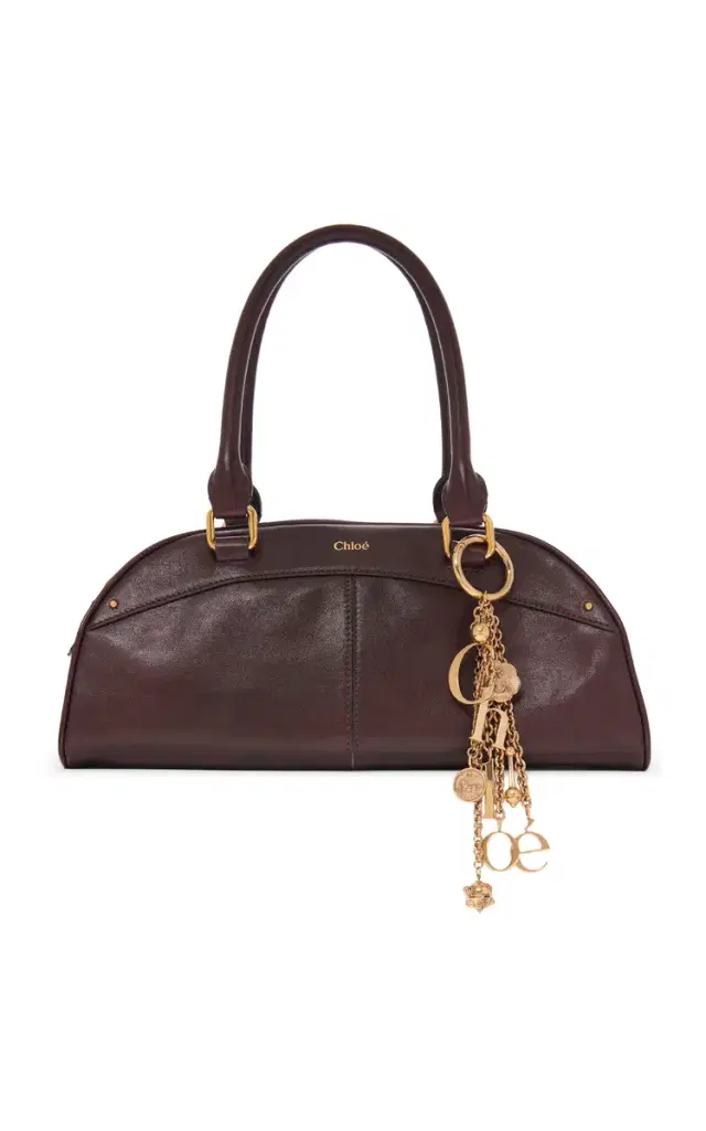 Charm-Detailed Calfskin Bowling Bag