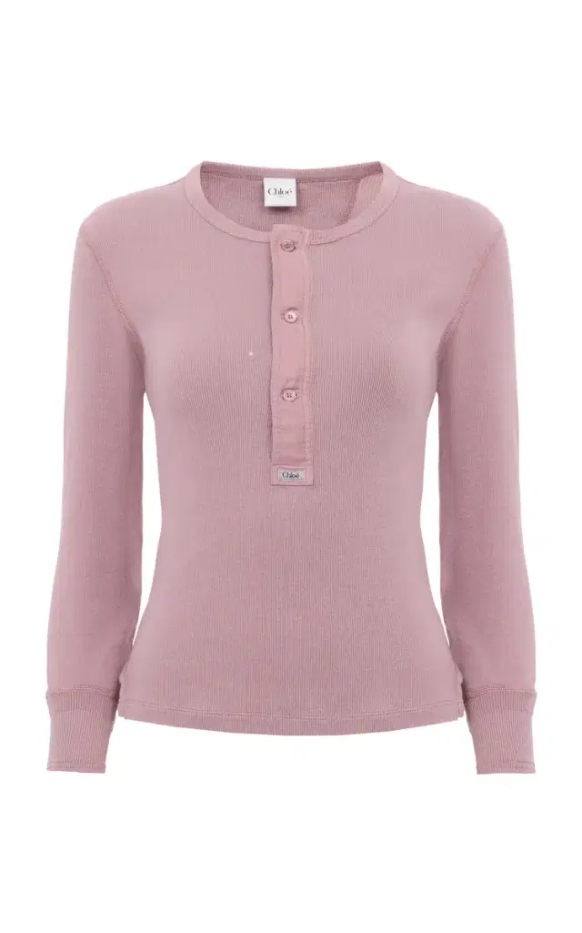 Chloé Logo-Embroidered Cotton Henley