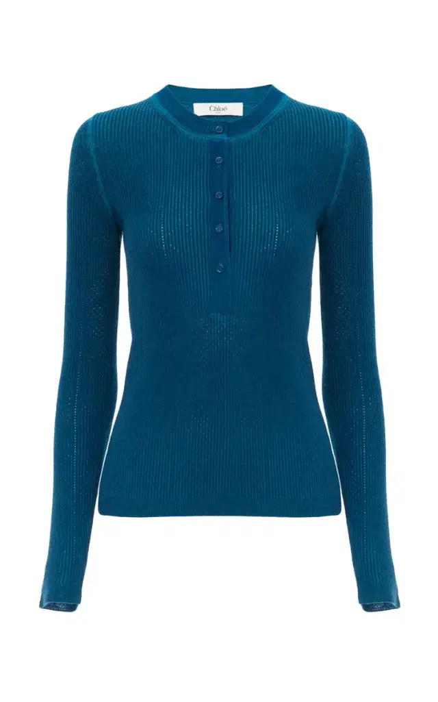 Chloé Wool-Blend Knit Henley Shirt