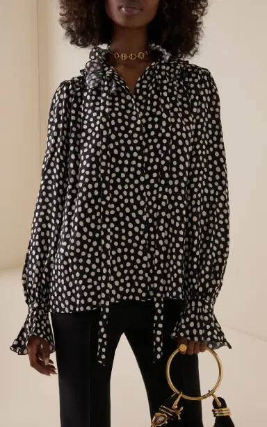 Chloé Polka-Dot Silk Jacquard Blouse | Thumbnail 2 Chloé Polka-Dot Silk Jacquard Blouse | Thumbnail 2
