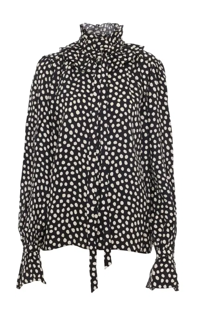 Chloé Polka-Dot Silk Jacquard Blouse