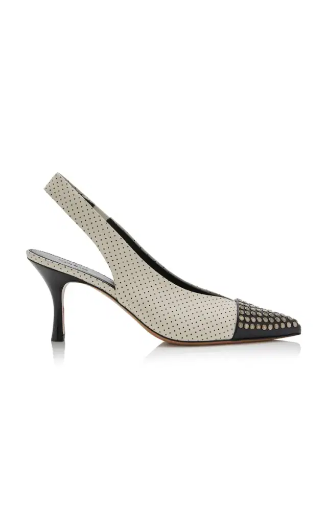 Chloé Alba Two-Tone Studded Leather Slingback Pumps