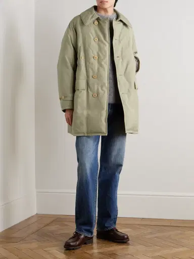 Visvim Winslow Padded Wool and Linen-Blend Down Coat - Men | Thumbnail 2