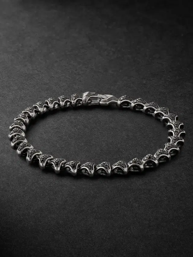 David Yurman Armory Sterling Silver Diamond Bracelet - Men