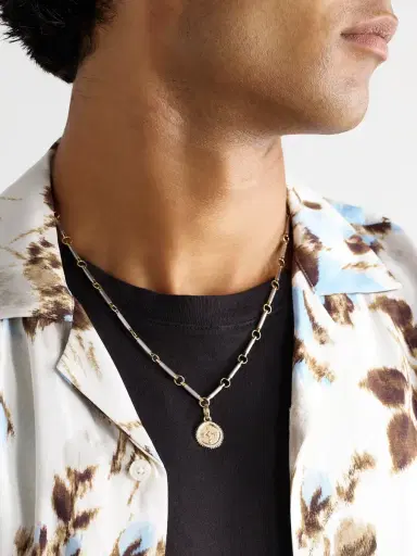 Foundrae Element Internal Compass Rhodium-Plated 18-Karat White and Yellow Gold Diamond Pendant Necklace - Men | Thumbnail 2