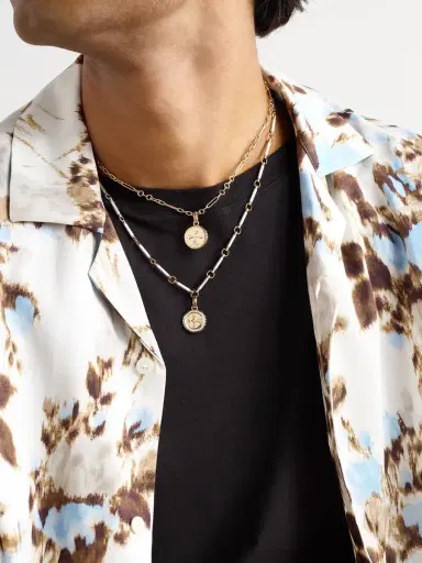 Foundrae Element Internal Compass Rhodium-Plated 18-Karat White and Yellow Gold Diamond Pendant Necklace - Men | Thumbnail 4