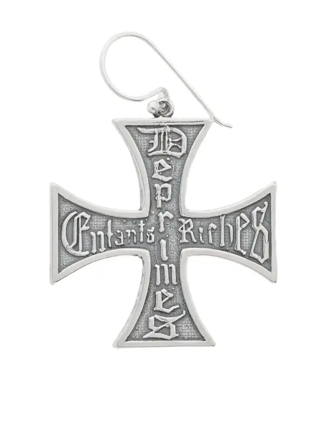 Cross Logo-Detailed Sterling Silver Single Earring - Men Cross Logo-Detailed Sterling Silver Single Earring - Men