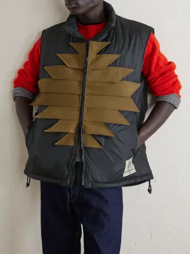 KAPITAL Zepher Suede-Trimmed Shell Gilet - Men | Thumbnail 3