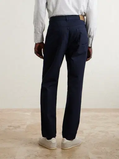 Brunello Cucinelli Logo- Embroidered Straight-Leg Cotton-Twill Trousers - Men | Thumbnail 4 Brunello Cucinelli Logo- Embroidered Straight-Leg Cotton-Twill Trousers - Men | Thumbnail 4