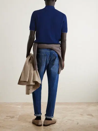 Brunello Cucinelli Ribbed Cotton Polo Shirt - Men | Thumbnail 4