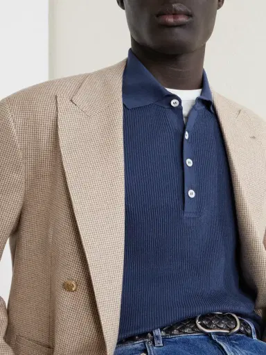 Brunello Cucinelli Ribbed Cotton Polo Shirt - Men | Thumbnail 5