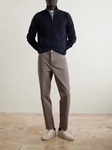 Brunello Cucinelli Contrast-Tipped Cashmere Half-Zip Sweater - Men | Thumbnail 2 Brunello Cucinelli Contrast-Tipped Cashmere Half-Zip Sweater - Men | Thumbnail 2