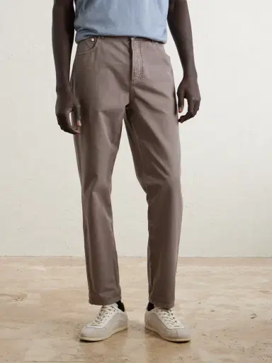 Brunello Cucinelli Logo-Embroidered Straight-Leg Cotton-Twill Trousers - Men | Thumbnail 3 Brunello Cucinelli Logo-Embroidered Straight-Leg Cotton-Twill Trousers - Men | Thumbnail 3