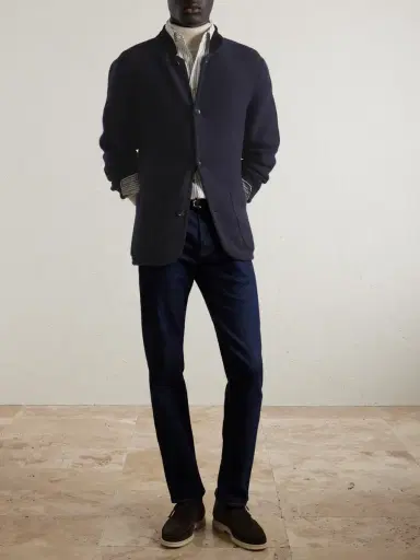 Loro Piana Arola Suede-Trimmed Cashmere-Blend Jacket - Men | Thumbnail 2