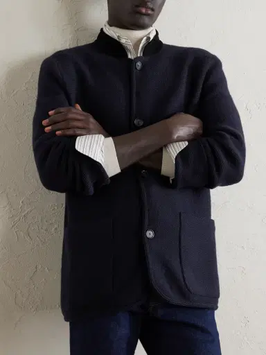 Loro Piana Arola Suede-Trimmed Cashmere-Blend Jacket - Men | Thumbnail 3