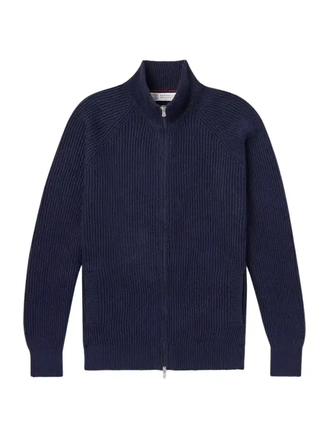 Ribbed Cotton Zip-Up Sweater - Men
