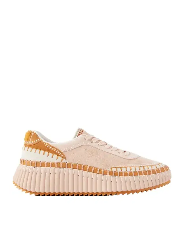 Chloé Nama Embroidered Leather-trimmed Suede Platform Sneakers
