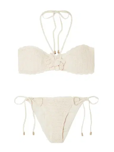 Zimmermann Awaken Embellished Crocheted Cotton Halterneck Bikini | Thumbnail 1 Zimmermann Awaken Embellished Crocheted Cotton Halterneck Bikini | Thumbnail 1