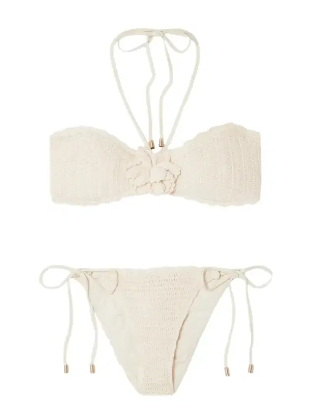Awaken Embellished Crocheted Cotton Halterneck Bikini