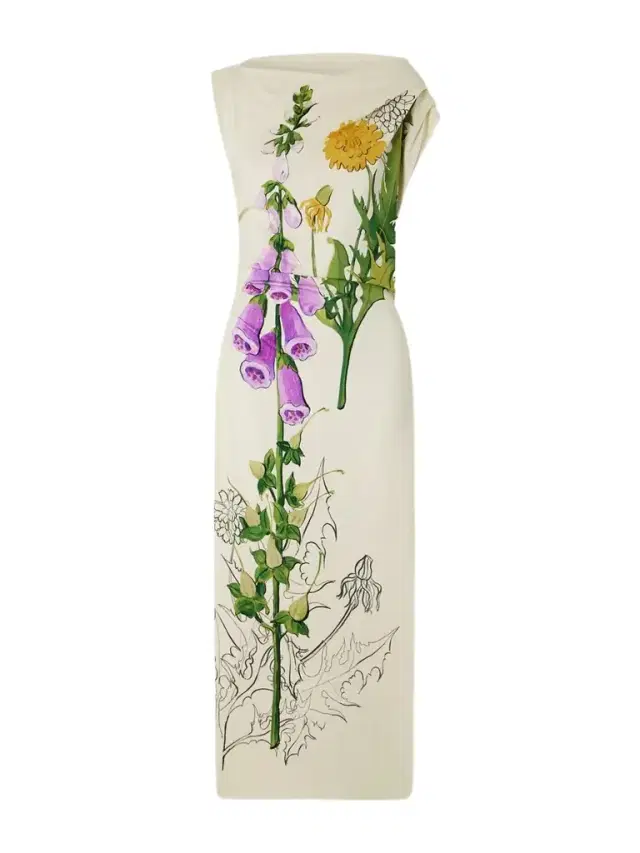 Draped Printed Jersey Midi Dress