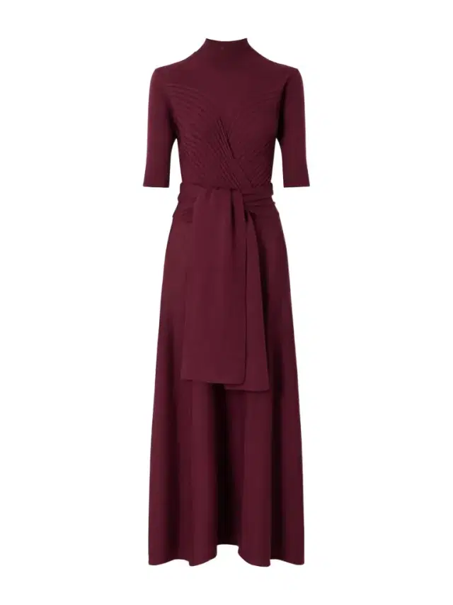 Takashi Tie-detailed Ribbed Merino Wool Midi Dress