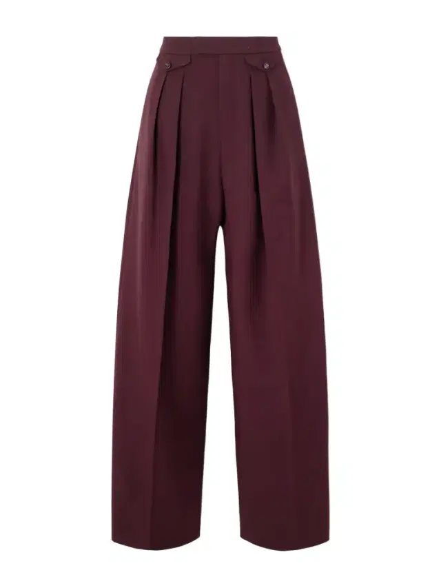 Pleated Wool-gabardine Wide-leg Pants