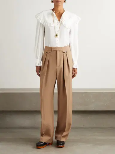 Chloé Pleated Wool-gabardine Wide-leg Pants | Thumbnail 2