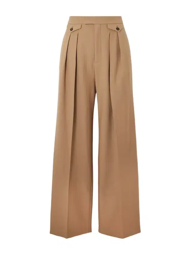 Pleated Wool-gabardine Wide-leg Pants