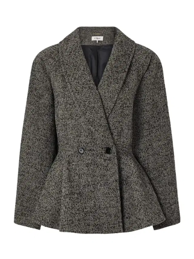 Double-breasted Herringbone Wool-blend Blazer