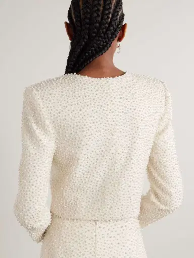Carolina Herrera Pearl-like Embellished Wool-blend Crepe Jacket | Thumbnail 4 Carolina Herrera Pearl-like Embellished Wool-blend Crepe Jacket | Thumbnail 4