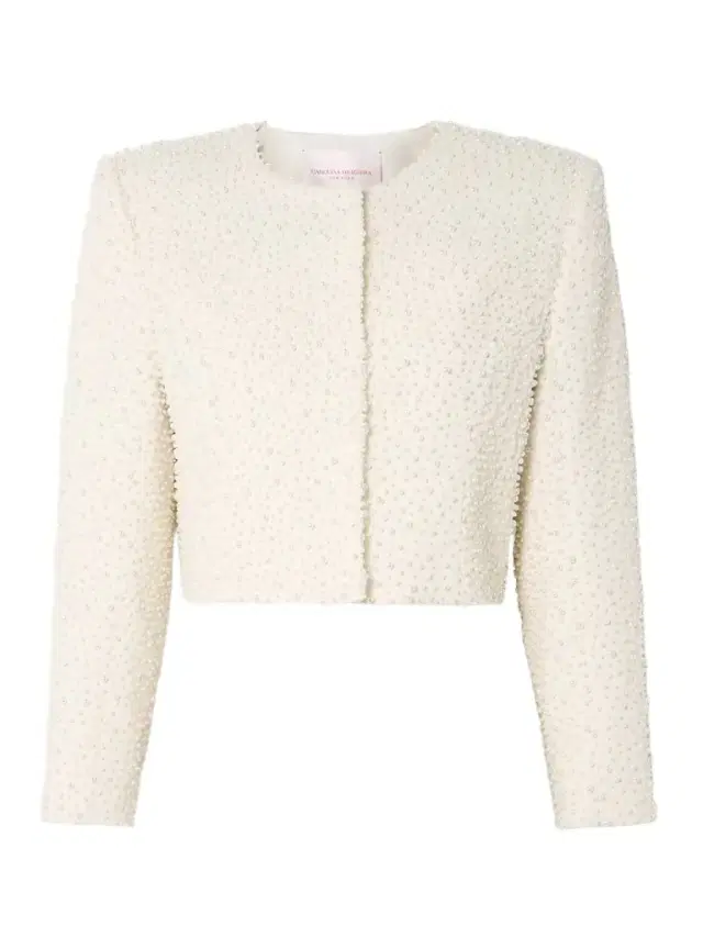 Pearl-like Embellished Wool-blend Crepe Jacket