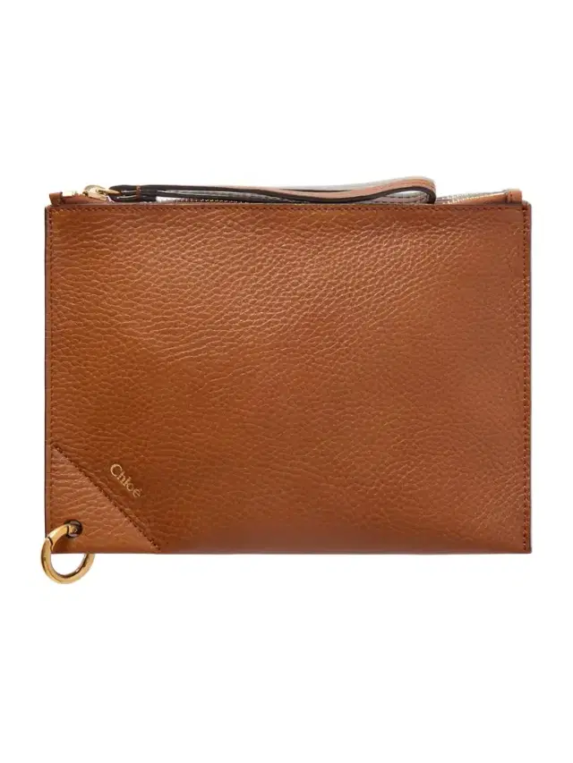 Embellished Textured-leather Pouch