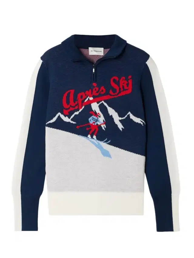 Afterski Jacquard-knit Merino Wool Half-zip Sweater