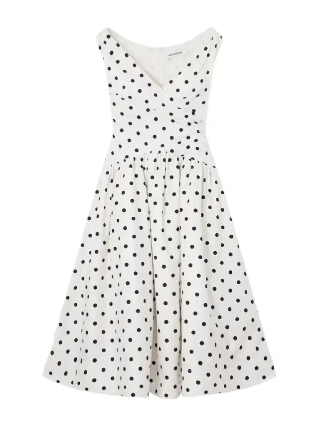 Wrap-effect Gathered Polka-dot Cotton-poplin Midi Dress