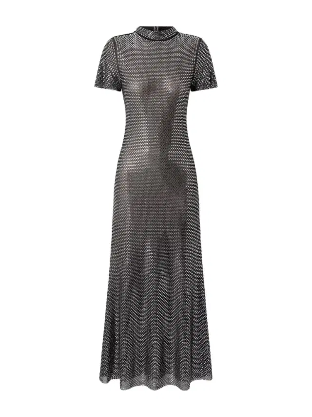 Crystal-embellished Mesh Midi Dress