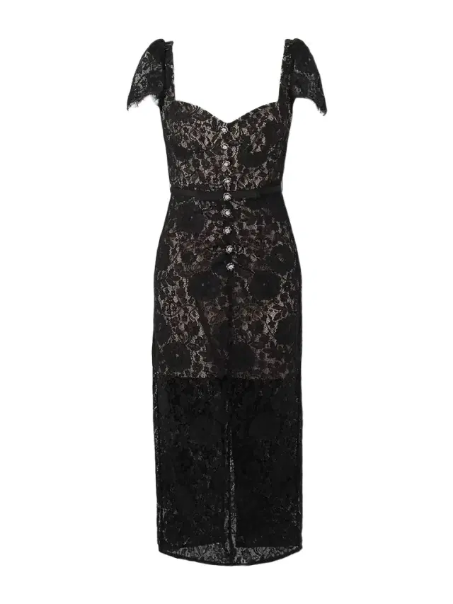 Belted Embellished Cotton-blend Lace Midi Dress