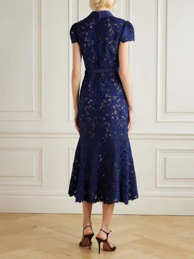 Self-Portrait Belted Guipure Lace Midi Dress | Thumbnail 3 Self-Portrait Belted Guipure Lace Midi Dress | Thumbnail 3