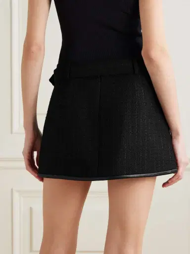 Self-Portrait Belted Cotton-bouclé Mini Skirt | Thumbnail 4