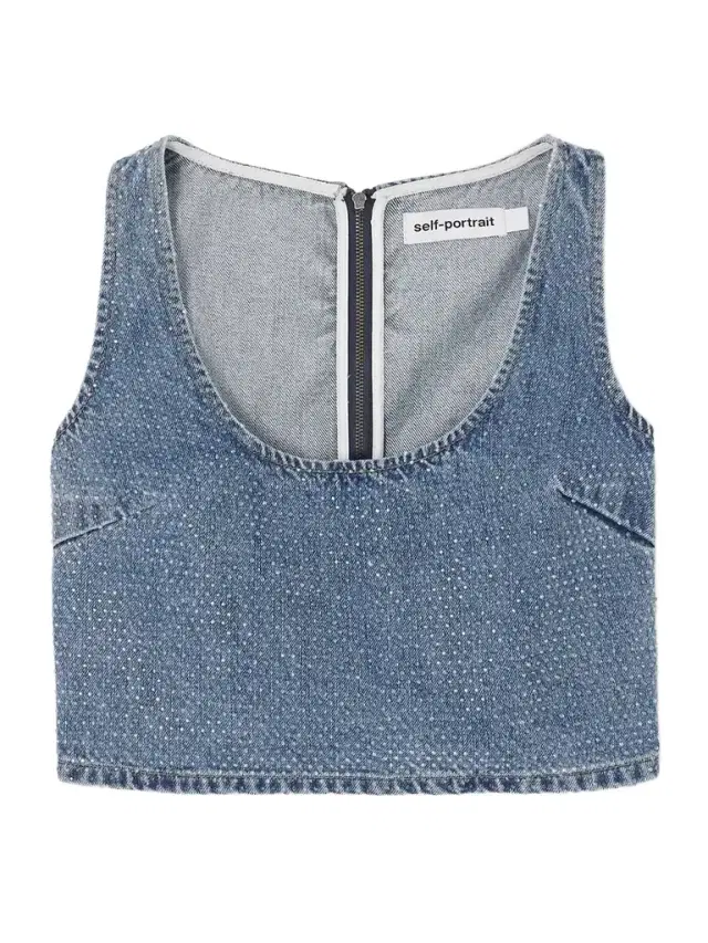 Cropped Crystal-embellished Denim Top
