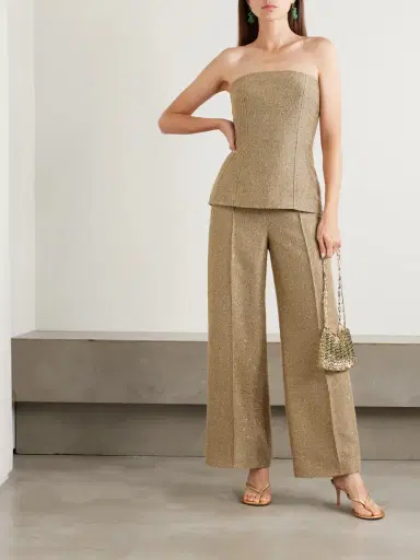 Emilia Wickstead Kerina Strapless Sequined Metallic Tweed Bustier Top | Thumbnail 2