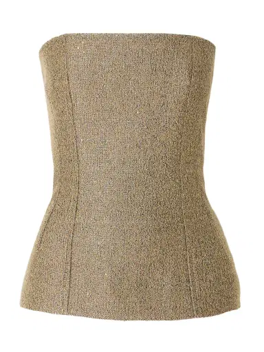 Emilia Wickstead Kerina Strapless Sequined Metallic Tweed Bustier Top | Thumbnail 1