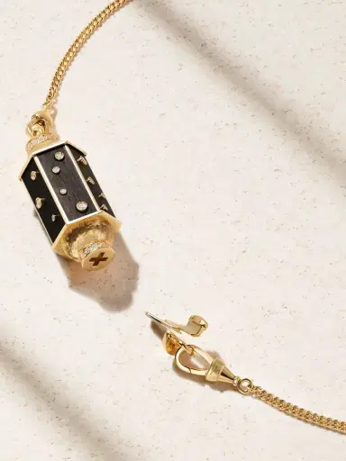 Marie Lichtenberg Dot Locket Gourmette 18-karat Gold, Ebony And Diamond Necklace | Thumbnail 3 Marie Lichtenberg Dot Locket Gourmette 18-karat Gold, Ebony And Diamond Necklace | Thumbnail 3
