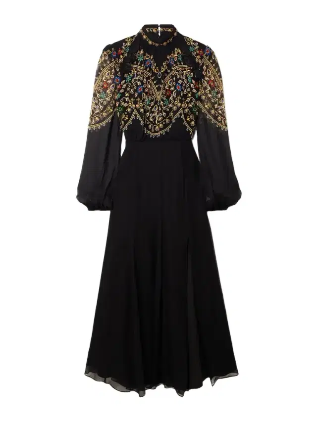 Jacqui-b Belted Printed Chiffon Midi Dress