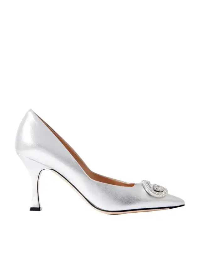 Crystal-embellished Metallic Leather Pumps