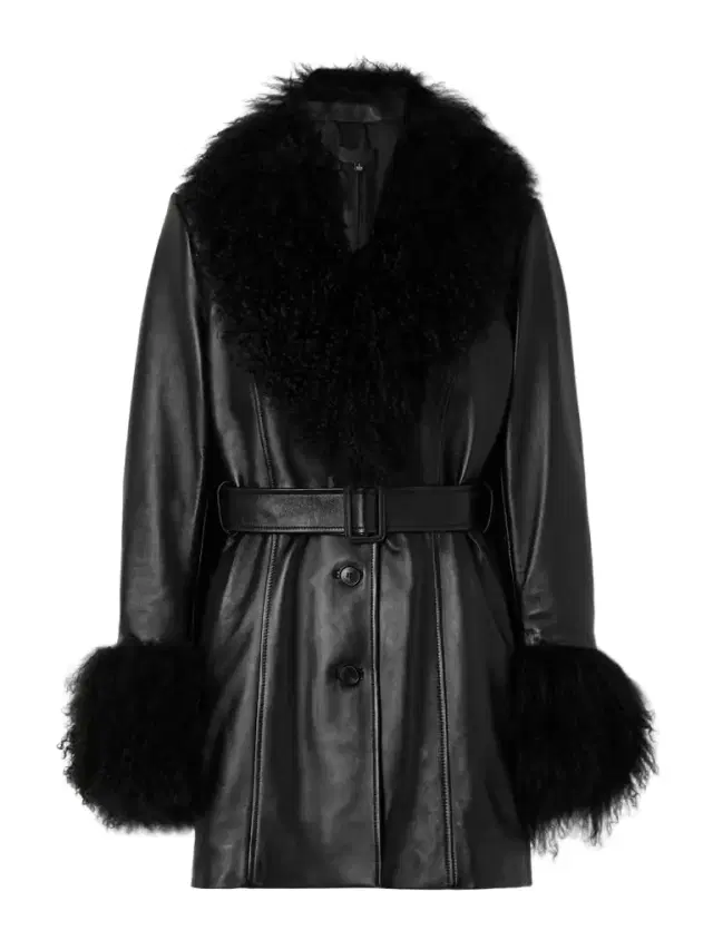 Sefa Belted Shearling-trimmed Leather Jacket