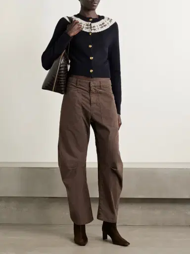 Nili Lotan Shon Brushed Stretch-cotton Twill Barrel-leg Pants | Thumbnail 2 Nili Lotan Shon Brushed Stretch-cotton Twill Barrel-leg Pants | Thumbnail 2
