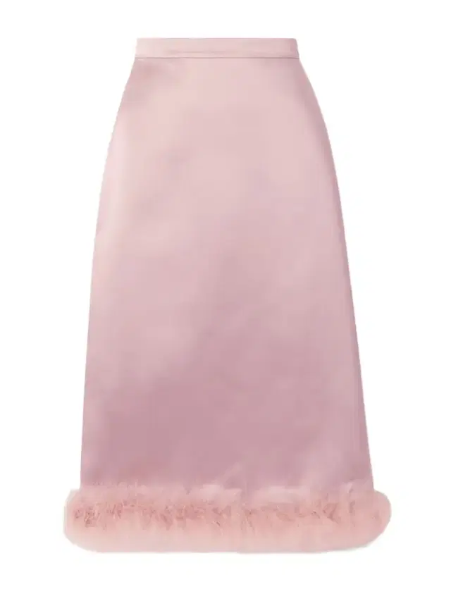 Feather-trimmed Satin Midi Skirt
